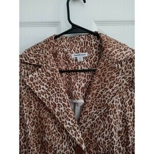 Joan Rivers Size M Jacket Stretch Cotton Leopard Animal Print 3/4 Sleeve Blazer
